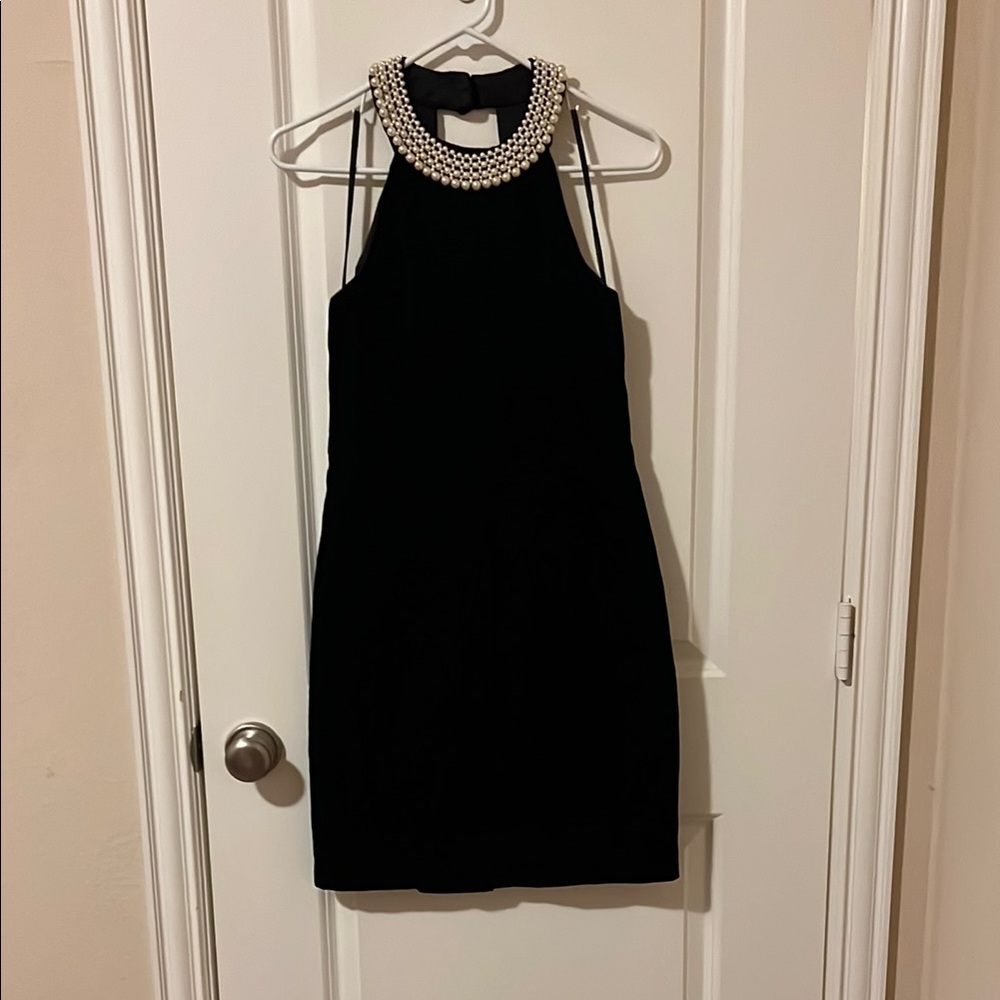 Black vintage velvet Dress with Pearl Detailing/Homecoming dress